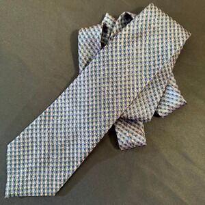 Vintage Lutesia 100% Silk Tie – Navy Purple Multicolor Geometric – Made in Korea